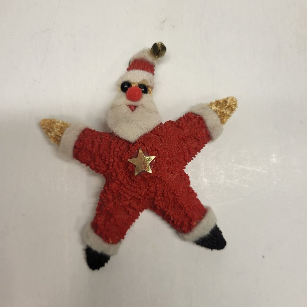VTG Christmas Red Starfish Santa Christmas Tree Ornament Star Fish Handmade Art